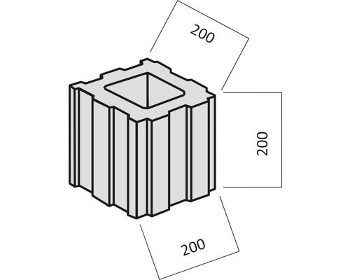 Abbildung eines Pflanzsteins mit den Maßen 200 x 200 x 200 Millimeter
