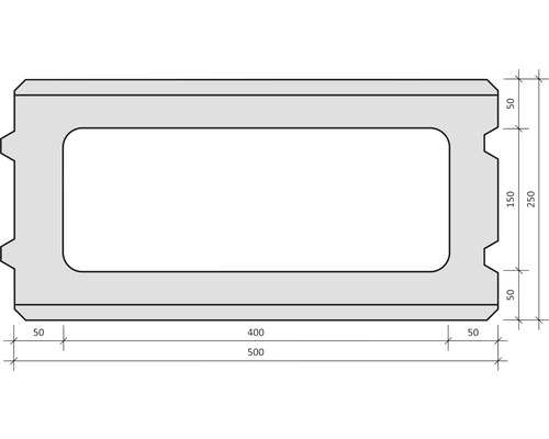 Dessin technique d''un bloc de coffrage avec indications de dimension