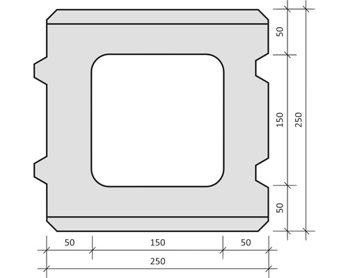 Dessin technique d''un bloc de coffrage avec dimensions