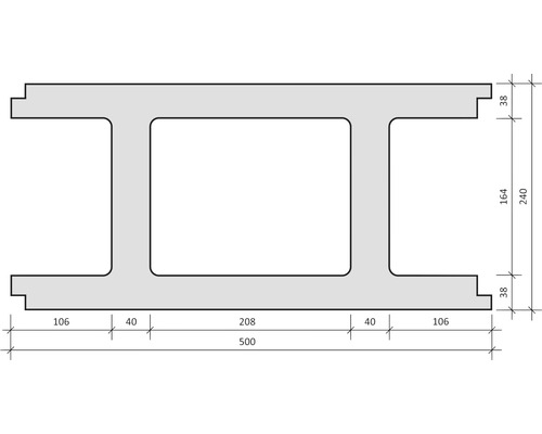 Technische Zeichnung eines Stahlträgers mit Maßangaben