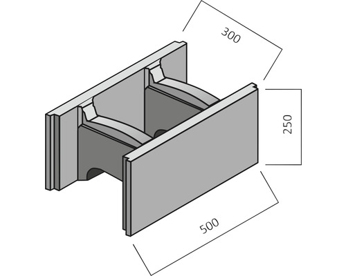 Pierre en H avec dimensions 500 x 300 x 250 millimètres