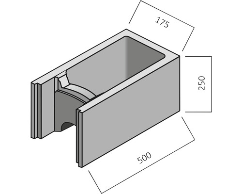 Kanalstein mit den Maßen 175 x 250 x 500 Millimeter