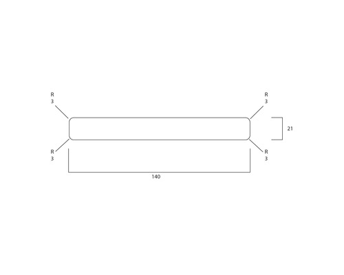 Technische Zeichnung eines Profils mit Maßangaben