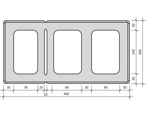 Schéma technique d''une brique de construction avec dimensions