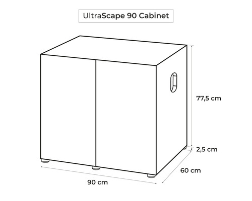 Dessin technique d''une armoire UltraScape 90 avec dimensions