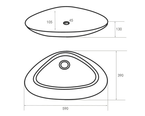 Dessin d''un lavabo à poser avec dimensions