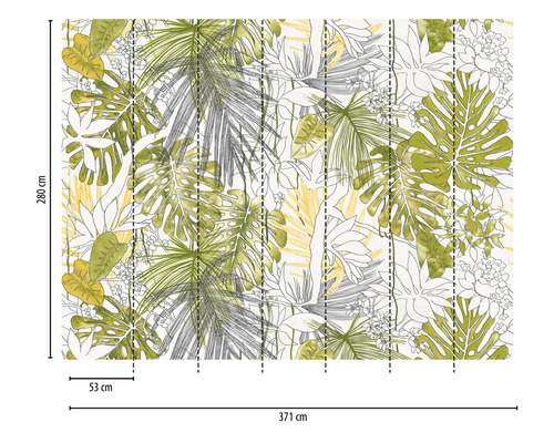 Papier peint photo avec motifs végétaux, dimensions 371 cm x 280 cm