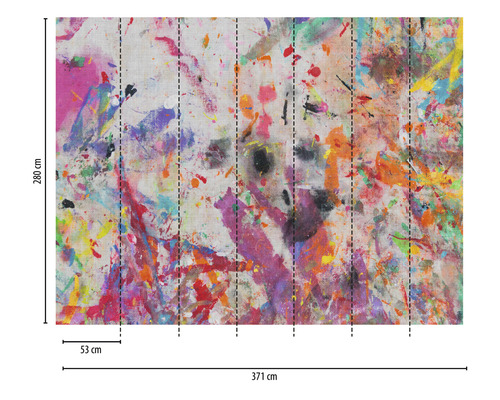 Papier peint photo avec des éclaboussures de peinture, dimensions 371 cm sur 280 cm