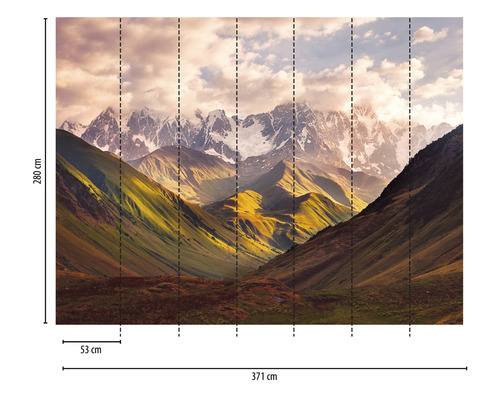 Papier peint photo avec paysage de montagne, 280 sur 371 centimètres
