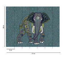 Papier peint panoramique intissé 38262-1 The Wall éléphant mandala style indien 7 pces 371 x 280 cm