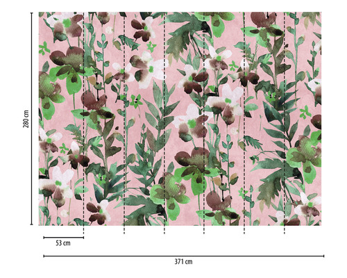 Fototapete mit Blumenmuster, Abmessungen 371 mal 280 Zentimeter
