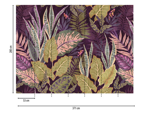 Papier peint photo avec motif de jungle et différentes plantes