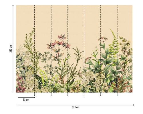 Tapete mit Pflanzenmuster, Abmessungen 371 mal 280 Zentimeter