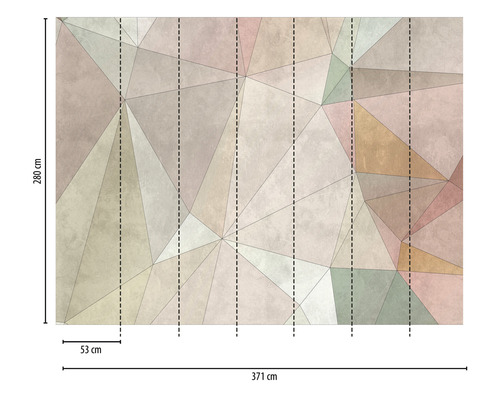 Fototapete mit geometrischem Muster, Abmessungen 371 cm x 280 cm