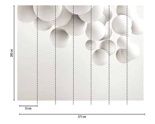 Papier peint photo avec motif de cercles et dimensions
