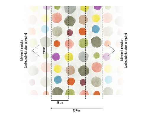 Dimensions d''un papier peint à motifs de points