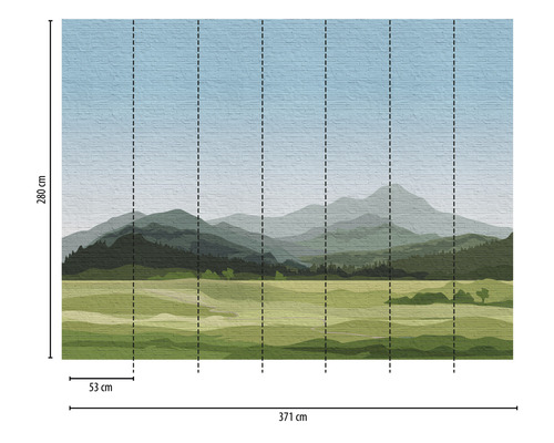 Papier peint photo avec motif de paysage, dimensions 371 cm x 280 cm