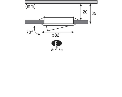 Dessin technique d''un luminaire avec dimensions