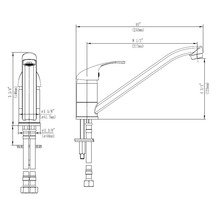 Schéma technique d''un robinet avec dimensions.