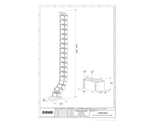 Dessin technique du système Flexit RE 4 avec indications de dimension