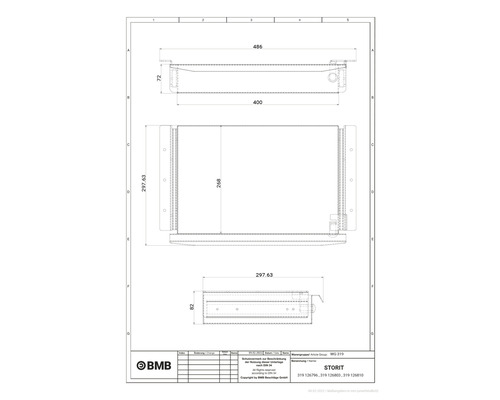 Technische Zeichnung des Produkts mit Maßangaben
