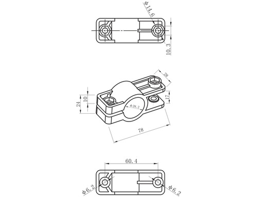 Dessin technique d''un collier de serrage avec dimensions.