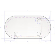 Dessin technique d''un plateau de table avec dimensions