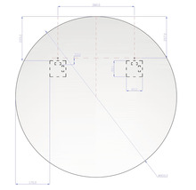 Schéma technique d''un miroir rond avec dimensions