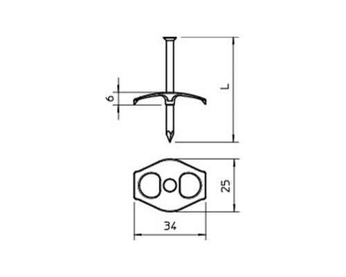 Schéma d''un collier de serrage à clou avec indications de dimensions