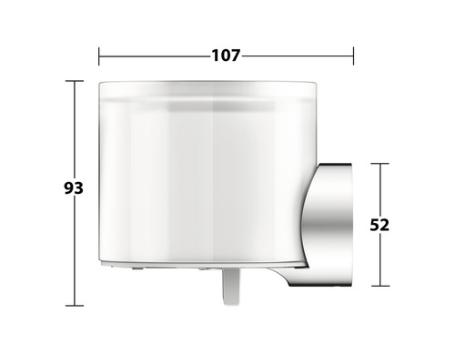 Abmessungen eines weißen Seifenspenders