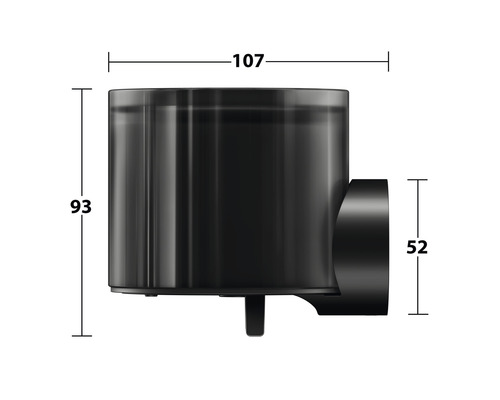 Technische Zeichnung eines Sanitärsiphons mit Maßangaben