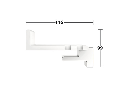 Technische Zeichnung eines Eckverbinders mit Maßangaben