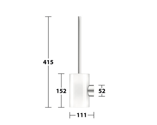 Technische Zeichnung einer Wand-WC-Garnitur mit den Maßen 415 x 152 x 52 x 111 mm