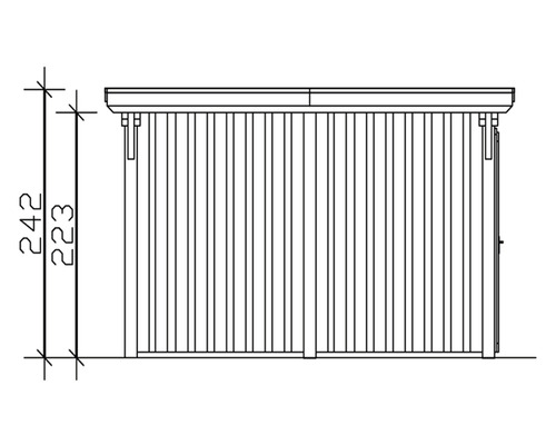 Illustration d''un abri de jardin avec indication de la hauteur