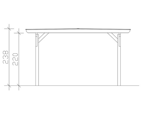 Technische Zeichnung eines Carports mit Höhenangabe
