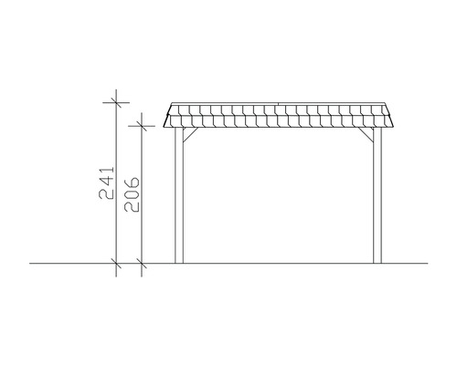 Schéma technique d''un pavillon avec indication des dimensions de hauteur