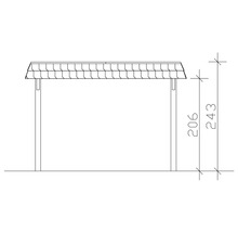 Carport Skanholz Wendland avec film epdm,ancrage pour poteaux 362 x 628 cm ardoise-thumb-1