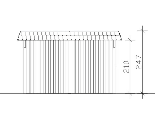Dessin technique d''un abri de jardin avec dimensions