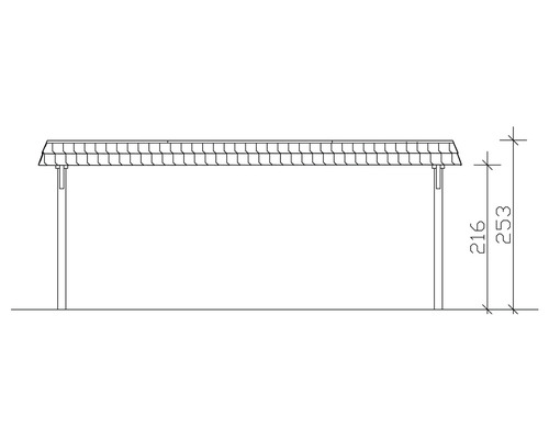 Schéma technique d''un carport avec indication de la hauteur