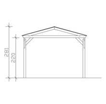 Carport Skanholz Westerwald avec ancrage pour poteaux 362 x 541 cm noyer