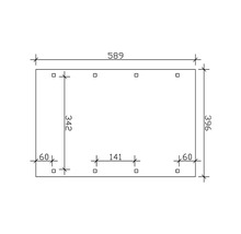 Einzelcarport SKAN HOLZ Spreewald schwarze Blende inkl. EPDM Folie, Pfostenanker 396 x 589 cm imprägniert