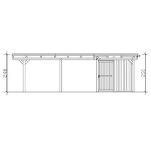 Carport double 2 voitures Skanholz Emsland avec espace de rangement,ancrage pour poteaux 613 x 846 cm ardoise