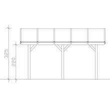 Carport double 2 voitures Skanholz Franken avec ancrage pour poteaux 635 x 541 cm ardoise