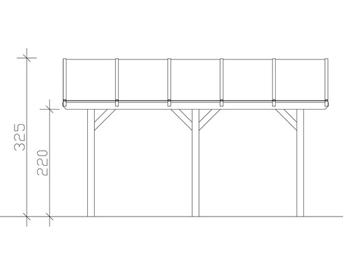 Schéma d''une terrasse en bois avec indication de la hauteur