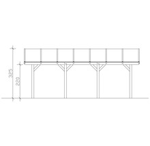 Carport double 2 voitures Skanholz Franken avec ancrage pour poteaux 635 x 755 cm ardoise