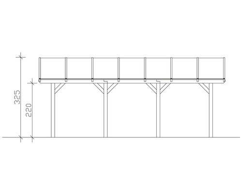 Dessin technique d''une sous-structure de terrasse en bois avec indication de la hauteur