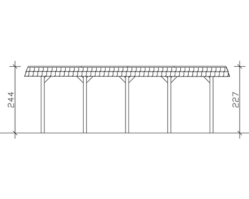 Dessin technique d''un carport avec indications de mesure