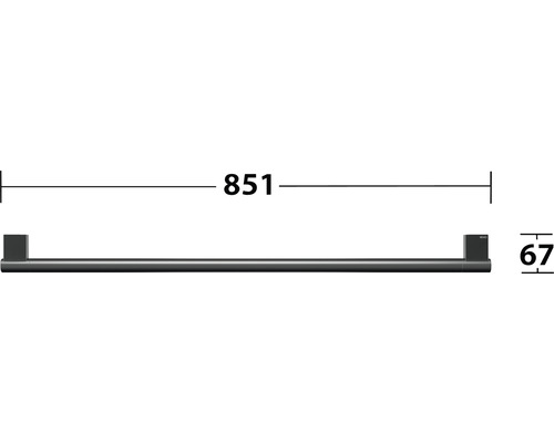 Technische Zeichnung eines Handtuchhalters mit den Maßen 851 Millimeter in der Breite und 67 Millimeter in der Höhe