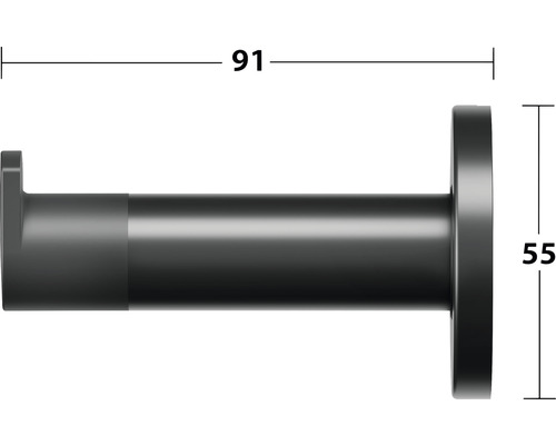Abbildung eines Handtuchhalters mit den Massen 91 und 55