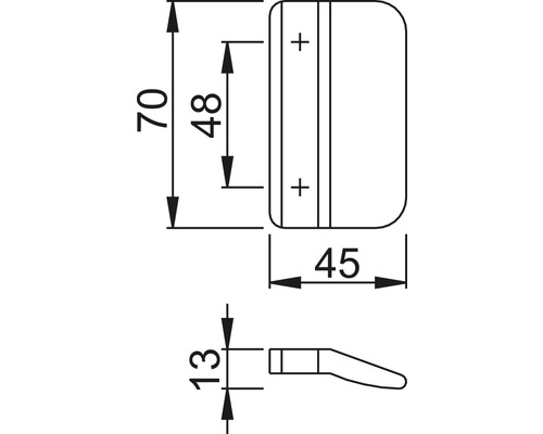 Technische Zeichnung eines Türstoppers mit Maßangaben